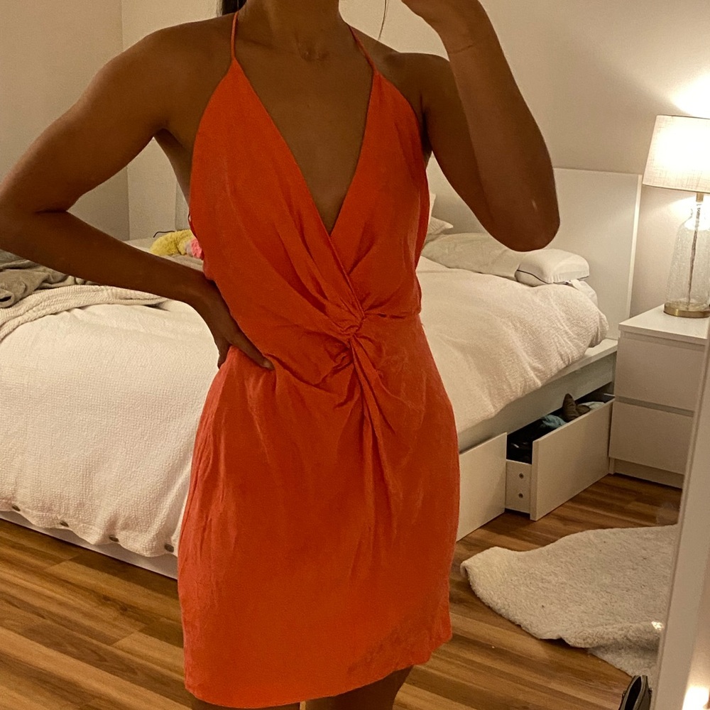 Zara mini dress, floral stitching